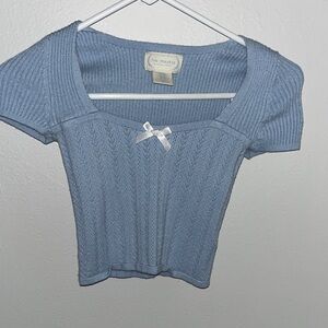 Women's Blue Ribbed Top